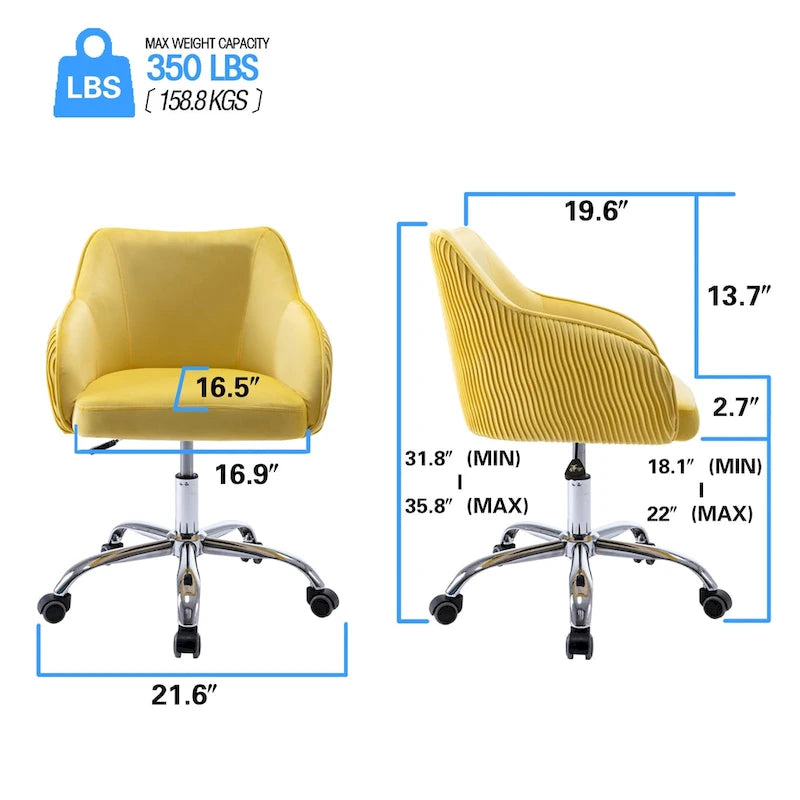 Office Chair - Velvet Upholstered - Chrome Base