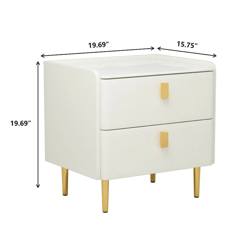 Modern Luxury 2-drawer Faux Leather Bedroom Nightstand
