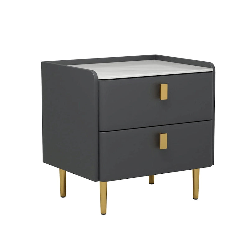 Modern Luxury 2-drawer Faux Leather Bedroom Nightstand