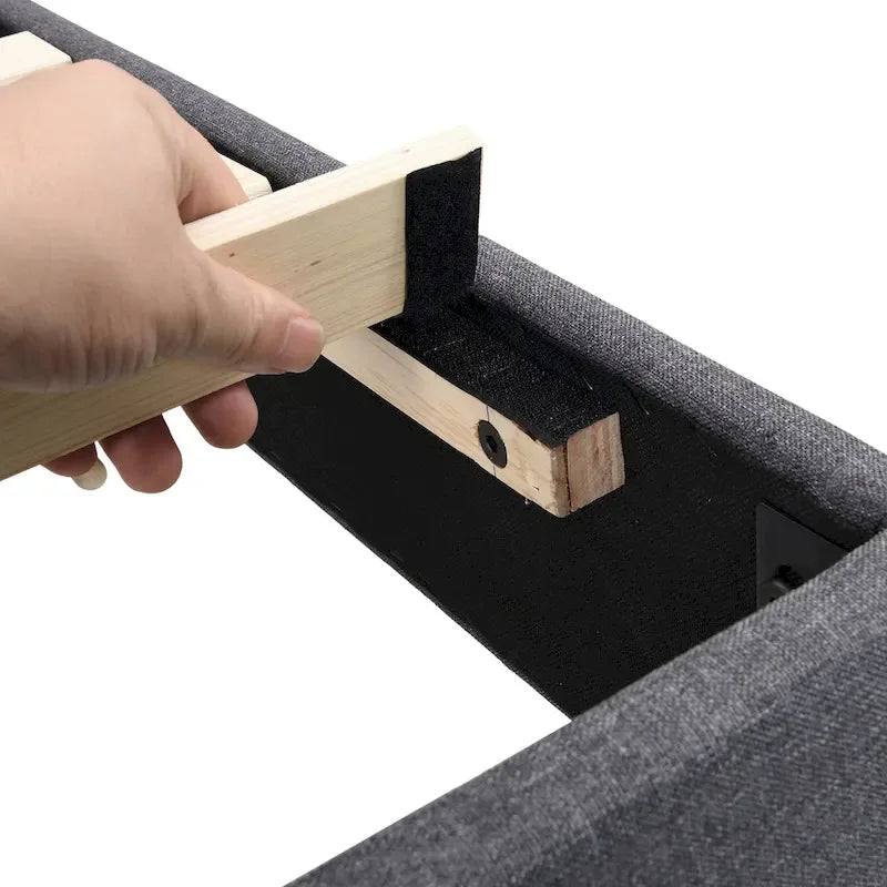 Platform Bed Frame with Fabric Upholstered Headboard