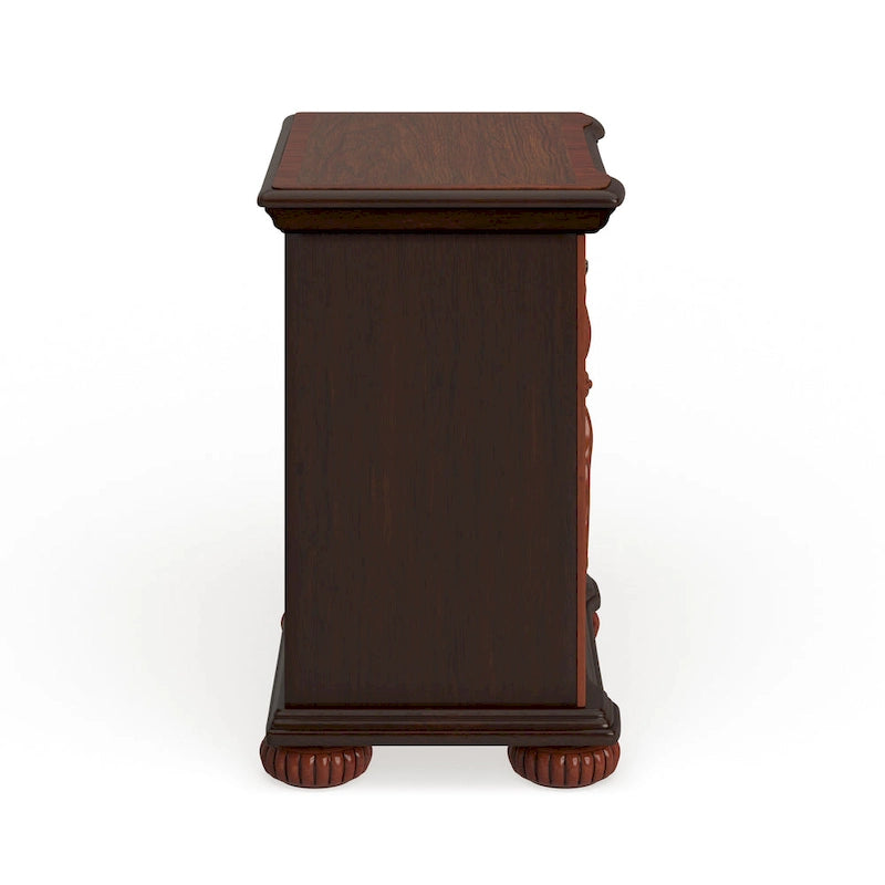 Ulis Traditional Cherry Solid Wood 3-Drawer Nightstand by Furniture of America