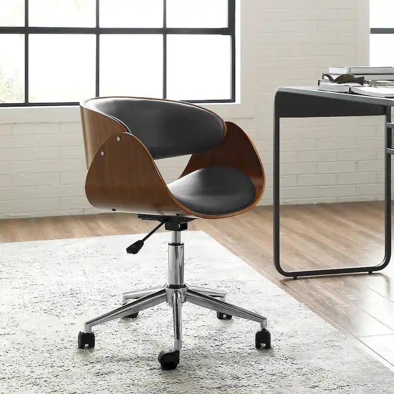 Office Chair - Walnut & Leather - Mid-Century Style