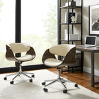 Office Chair - Walnut & Leather - Mid-Century Style