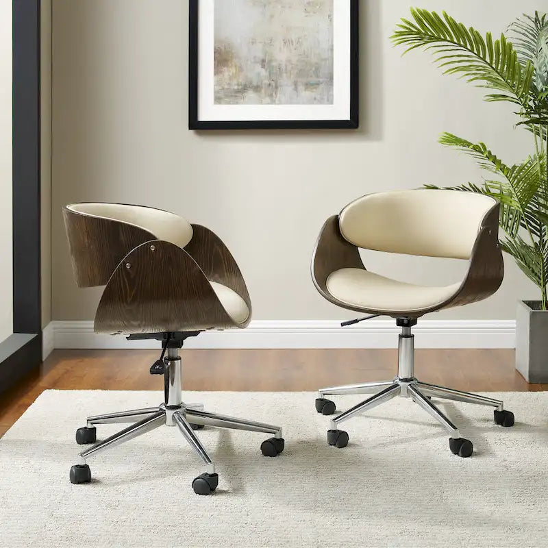 Office Chair - Walnut & Leather - Mid-Century Style