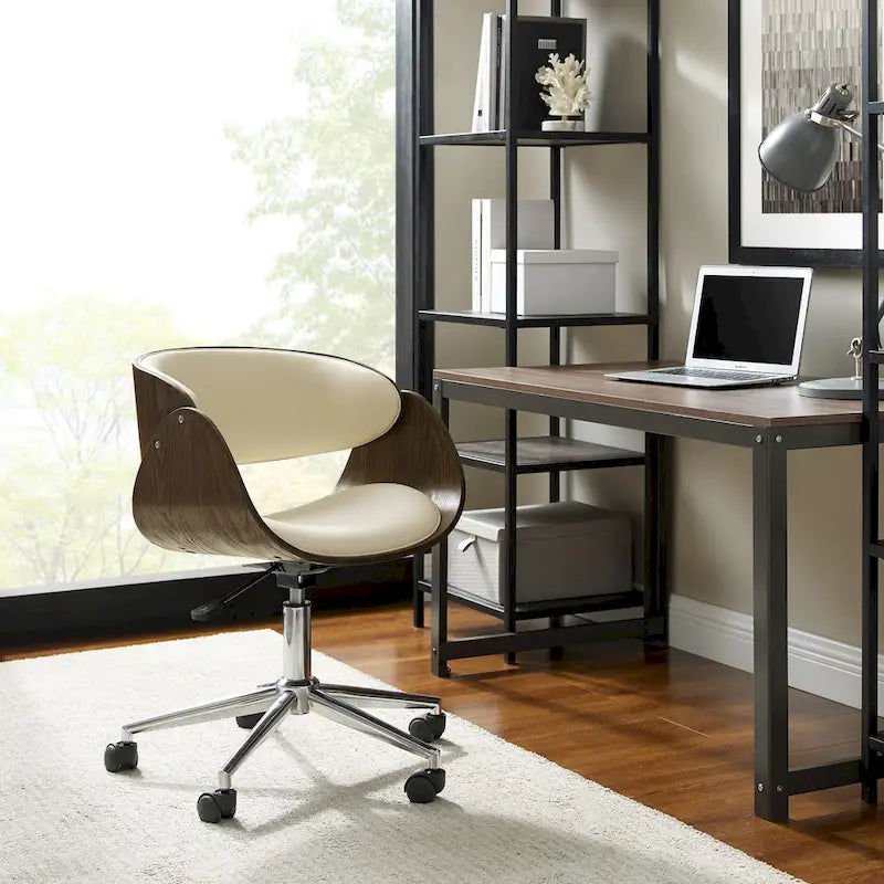 Office Chair - Walnut & Leather - Mid-Century Style