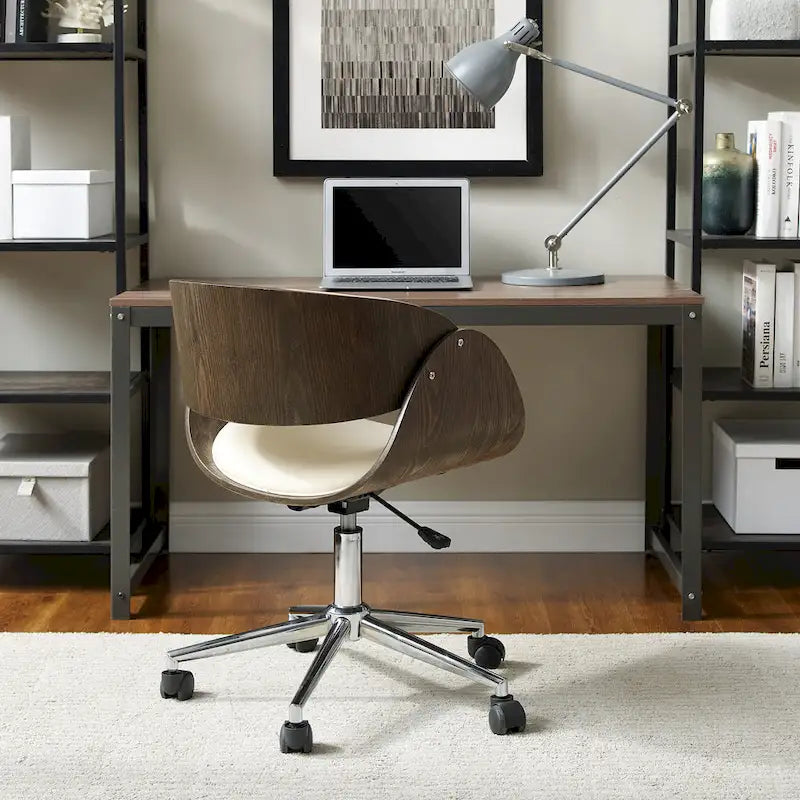 Office Chair - Walnut & Leather - Mid-Century Style