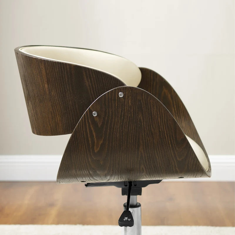 Office Chair - Walnut & Leather - Mid-Century Style