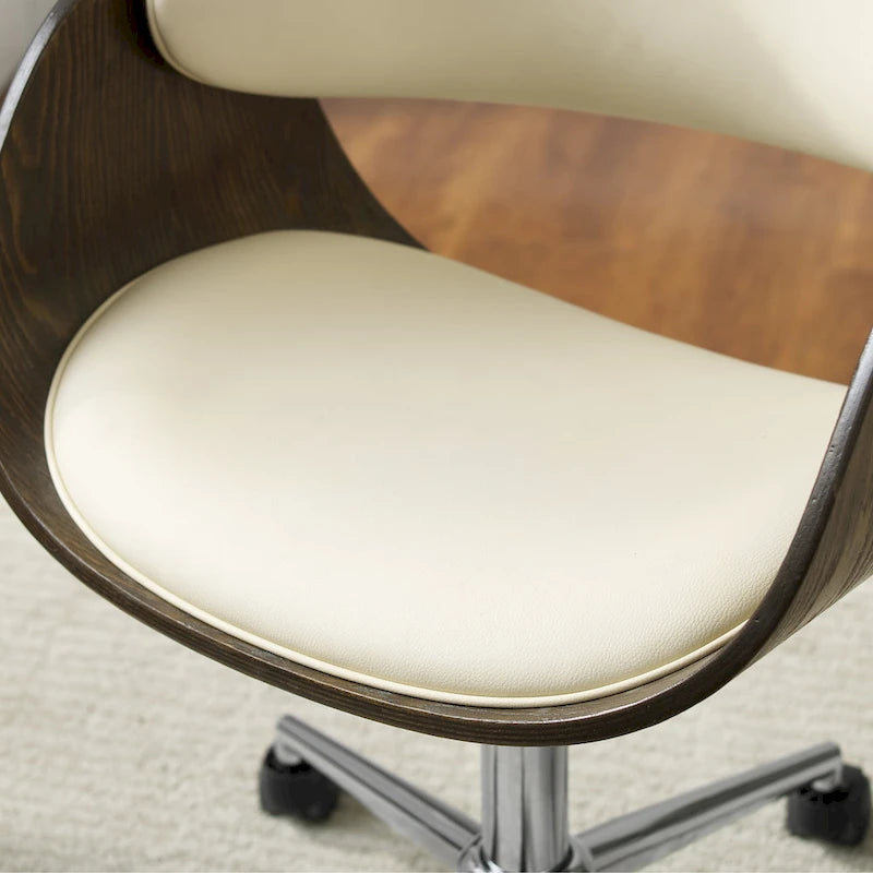 Office Chair - Walnut & Leather - Mid-Century Style