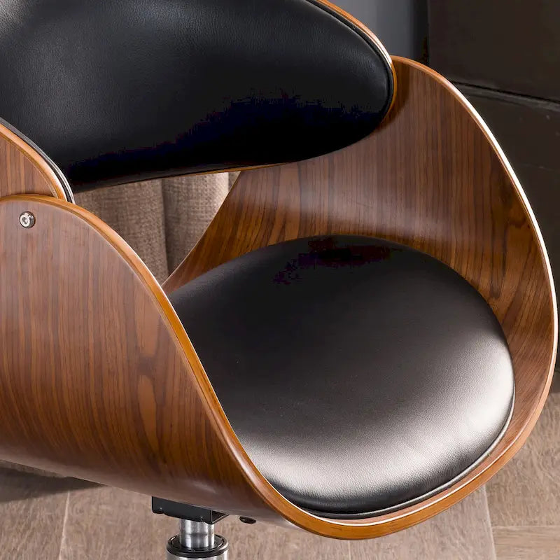 Office Chair - Walnut & Leather - Mid-Century Style