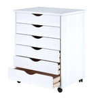 Adeptus Original Roll Cart, Solid Wood, 6 Drawer Extra Wide Roll Cart, White