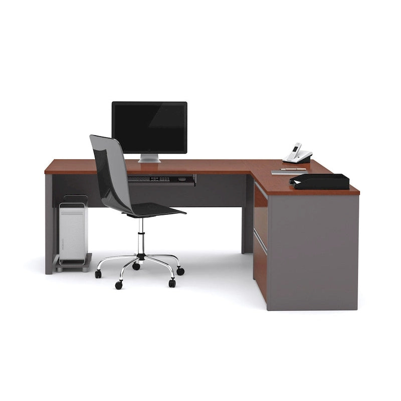 Bestar Connexion L-desk with Oversized Pedestal
