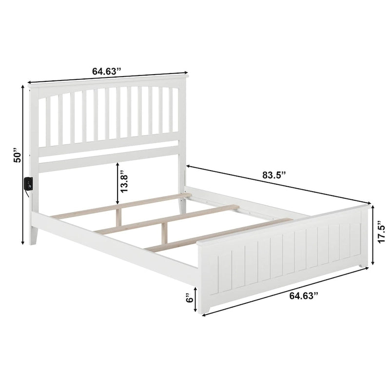 Mission Queen Foundation Bed Frame with Matching Footboard in White