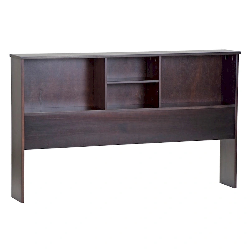 Full Size Bookcase Headboard - White/Java - Solid Pine Wood