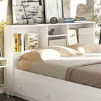 Full Size Bookcase Headboard - White/Java - Solid Pine Wood
