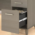 Somerset 72W L Shaped Desk with Hutch, Cabinet and Bookcase in Gray