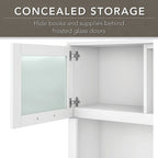 Somerset 72W L Shaped Desk with Hutch, Cabinet and Bookcase in Gray