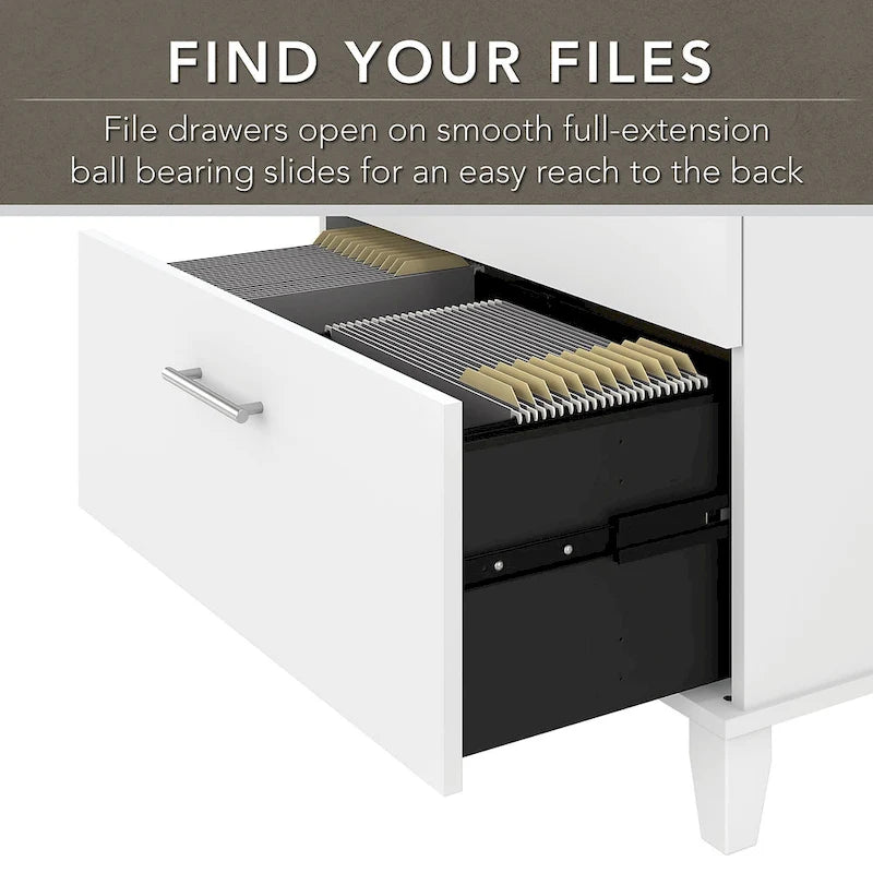 Somerset 72W L Shaped Desk with Hutch, Cabinet and Bookcase in Gray