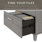 Somerset 72W L Shaped Desk with Hutch, Cabinet and Bookcase in Gray