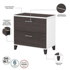 Somerset 72W L Shaped Desk with Hutch, Cabinet and Bookcase in Gray