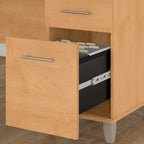 Somerset 72W L Shaped Desk with Hutch, Cabinet and Bookcase in Gray