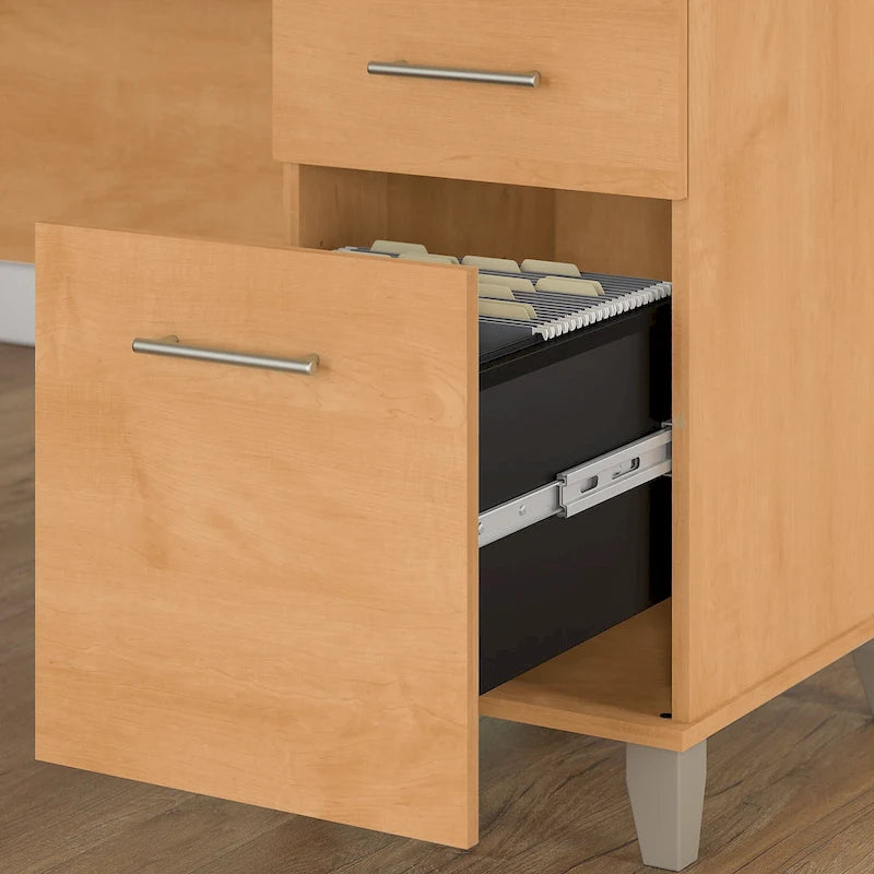 Somerset 72W L Shaped Desk with Hutch, Cabinet and Bookcase in Gray