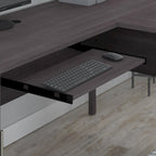 Somerset 72W L Shaped Desk with Hutch, Cabinet and Bookcase in Gray