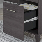Somerset 72W L Shaped Desk with Hutch, Cabinet and Bookcase in Gray