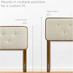 Glendale Traditional Beige Fabric Button Tufted Twin Size Walnut Wooden Headboard
