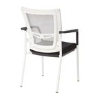 ProGrid? Mesh Back with Padded Black Fabric Seat Visitors Chair with Arms and White Finish Frame