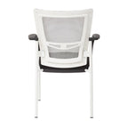 ProGrid? Mesh Back with Padded Black Fabric Seat Visitors Chair with Arms and White Finish Frame
