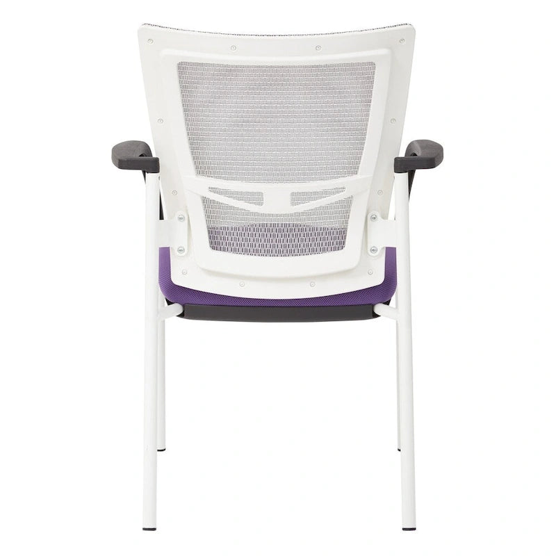 ProGrid? Mesh Back with Padded Black Fabric Seat Visitors Chair with Arms and White Finish Frame