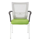 ProGrid? Mesh Back with Padded Black Fabric Seat Visitors Chair with Arms and White Finish Frame