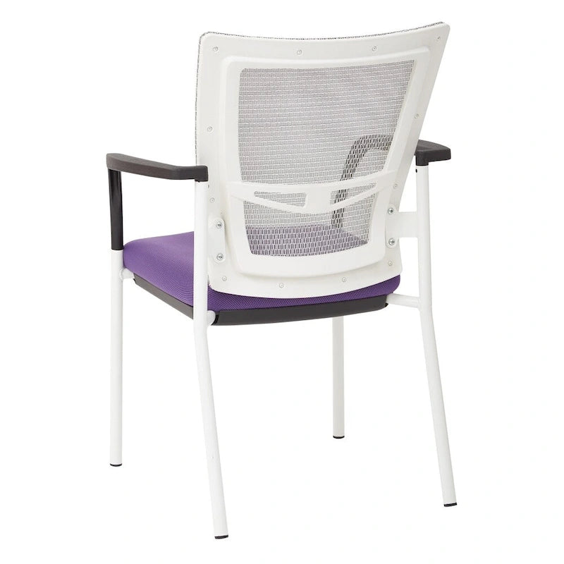 ProGrid? Mesh Back with Padded Black Fabric Seat Visitors Chair with Arms and White Finish Frame