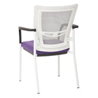 ProGrid? Mesh Back with Padded Black Fabric Seat Visitors Chair with Arms and White Finish Frame