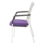 ProGrid? Mesh Back with Padded Black Fabric Seat Visitors Chair with Arms and White Finish Frame