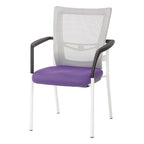 ProGrid? Mesh Back with Padded Black Fabric Seat Visitors Chair with Arms and White Finish Frame