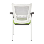 ProGrid? Mesh Back with Padded Black Fabric Seat Visitors Chair with Arms and White Finish Frame