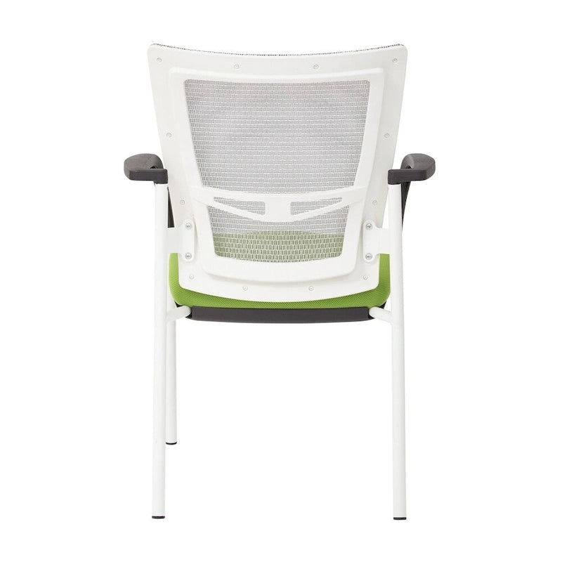 ProGrid? Mesh Back with Padded Black Fabric Seat Visitors Chair with Arms and White Finish Frame