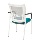 ProGrid? Mesh Back with Padded Black Fabric Seat Visitors Chair with Arms and White Finish Frame