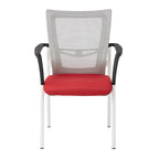ProGrid? Mesh Back with Padded Black Fabric Seat Visitors Chair with Arms and White Finish Frame