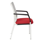 ProGrid? Mesh Back with Padded Black Fabric Seat Visitors Chair with Arms and White Finish Frame