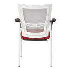 ProGrid? Mesh Back with Padded Black Fabric Seat Visitors Chair with Arms and White Finish Frame