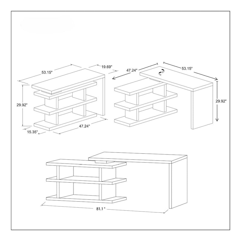 Somette Motion Home Office Desk with Shelves