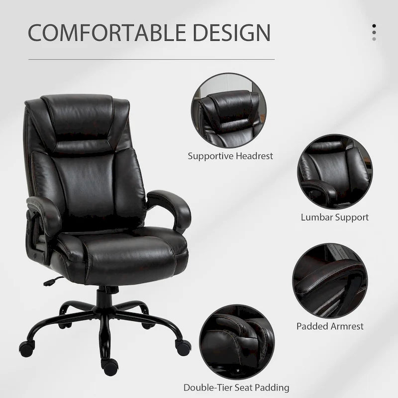 Vinsetto Big and Tall Executive Office Chair 400lbs Computer Desk Chair with High Back PU Leather Ergonomic Upholstery