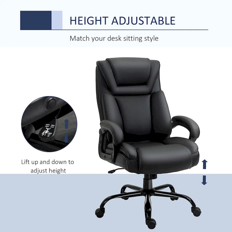 Vinsetto Big and Tall Executive Office Chair 400lbs Computer Desk Chair with High Back PU Leather Ergonomic Upholstery