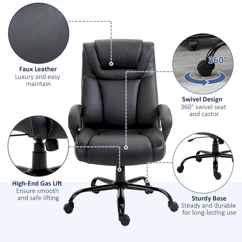 Vinsetto Big and Tall Executive Office Chair 400lbs Computer Desk Chair with High Back PU Leather Ergonomic Upholstery