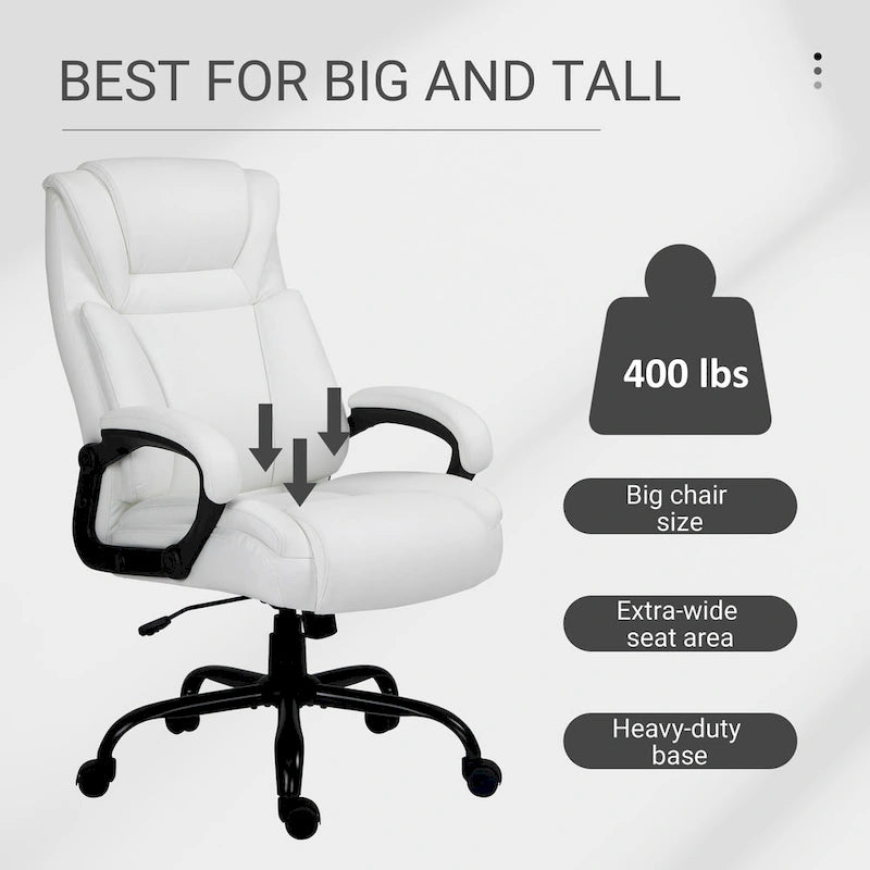 Vinsetto Big and Tall Executive Office Chair 400lbs Computer Desk Chair with High Back PU Leather Ergonomic Upholstery
