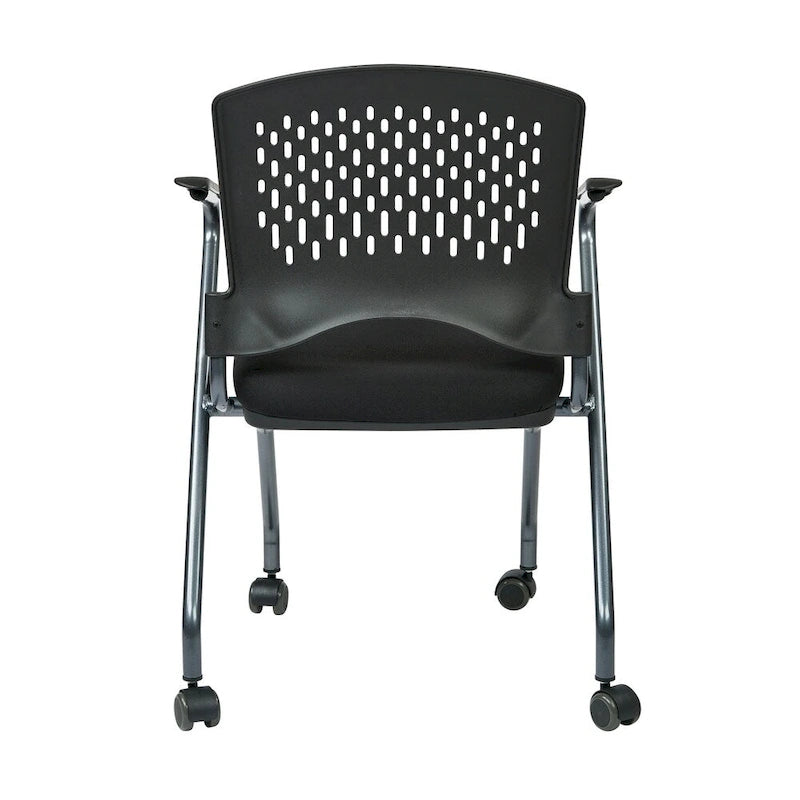 Deluxe Folding Chair with Ventilated Plastic Wrap Around Back 2-Pack
