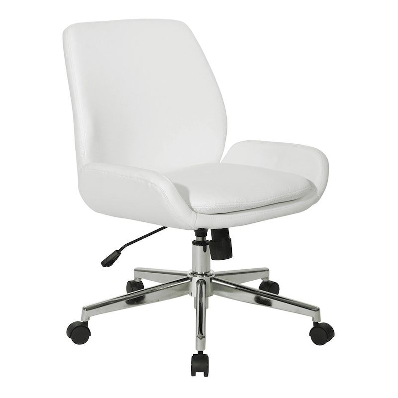 Office Chair with Faux Leather and Chrome Finish Base