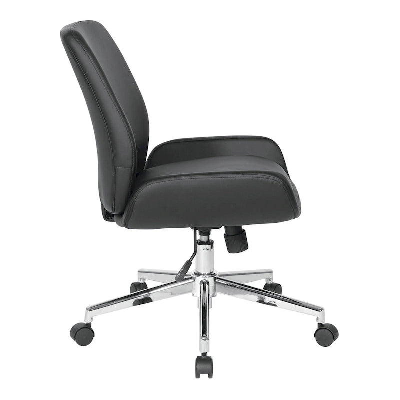 Office Chair with Faux Leather and Chrome Finish Base